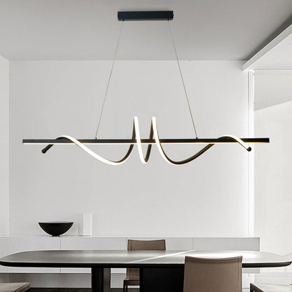 Modern Minimalist Iron Spiral Winding Acrylic Linear LED Island Light Pendant Light For Living Room