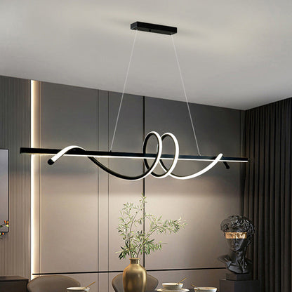 Modern Minimalist Iron Spiral Winding Acrylic Linear LED Island Light Pendant Light For Living Room