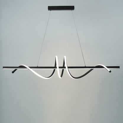 Modern Minimalist Iron Spiral Winding Acrylic Linear LED Island Light Pendant Light For Living Room