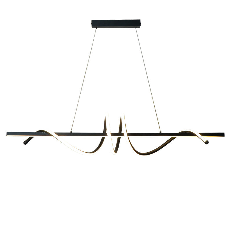 Modern Minimalist Iron Spiral Winding Acrylic Linear LED Island Light Pendant Light For Living Room