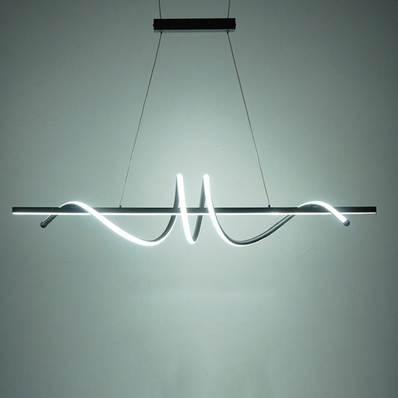 Modern Minimalist Iron Spiral Winding Acrylic Linear LED Island Light Pendant Light For Living Room