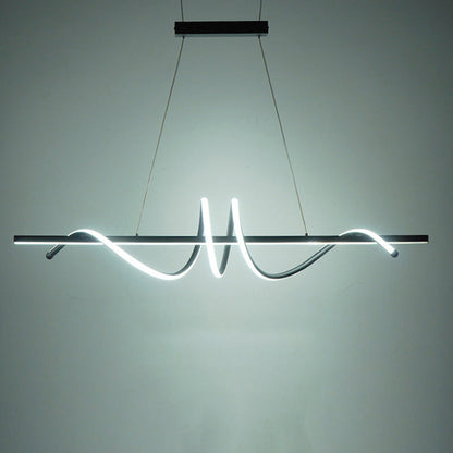Modern Minimalist Iron Spiral Winding Acrylic Linear LED Island Light Pendant Light For Living Room