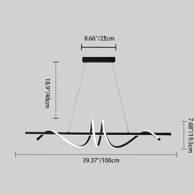 Modern Minimalist Iron Spiral Winding Acrylic Linear LED Island Light Pendant Light For Living Room