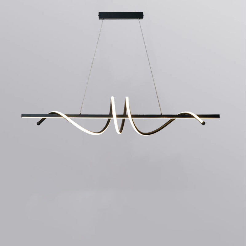 Modern Minimalist Iron Spiral Winding Acrylic Linear LED Island Light Pendant Light For Living Room