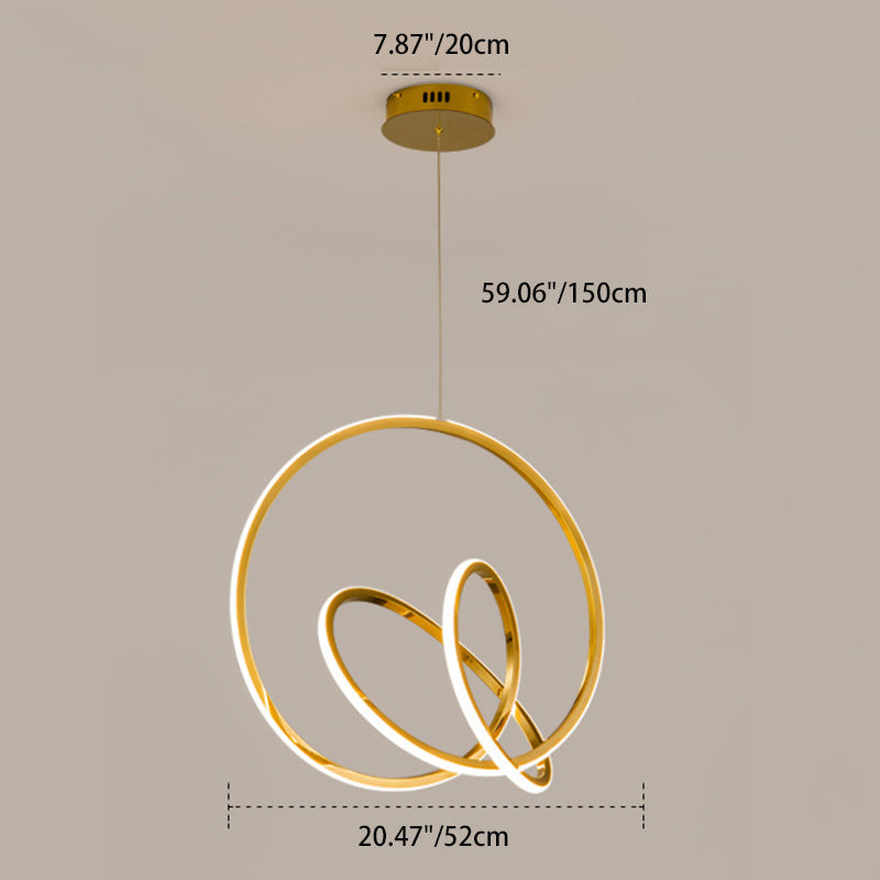 Modern Minimalist Stainless Steel Geometric Silicone Circle Ring LED Pendant Light For Living Room