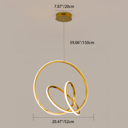 Modern Minimalist Stainless Steel Geometric Silicone Circle Ring LED Pendant Light For Living Room