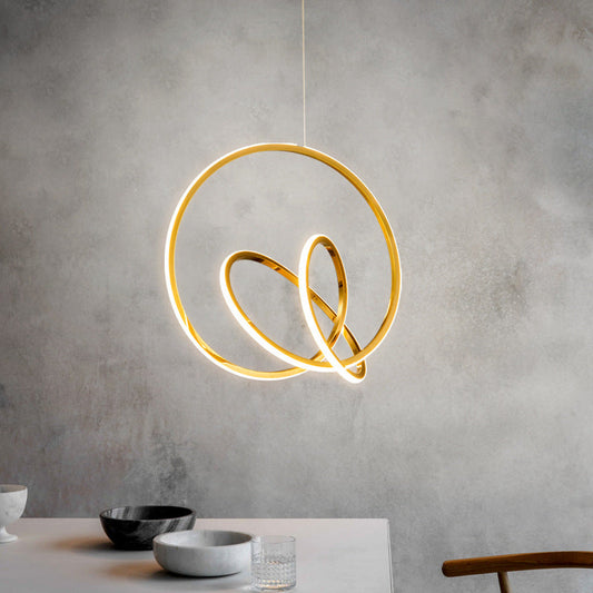 Modern Minimalist Stainless Steel Geometric Silicone Circle Ring LED Pendant Light For Living Room
