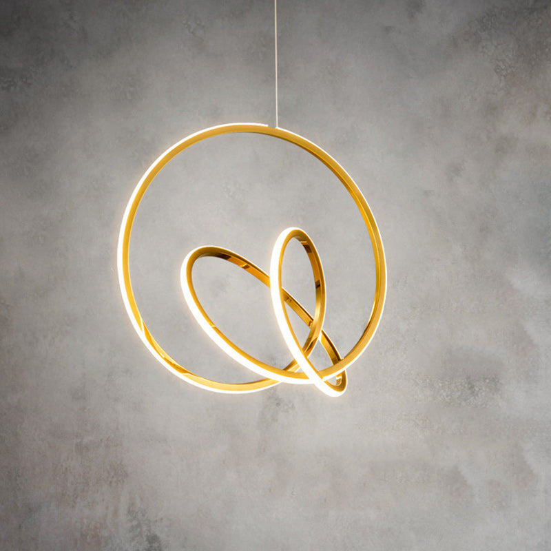 Modern Minimalist Stainless Steel Geometric Silicone Circle Ring LED Pendant Light For Living Room