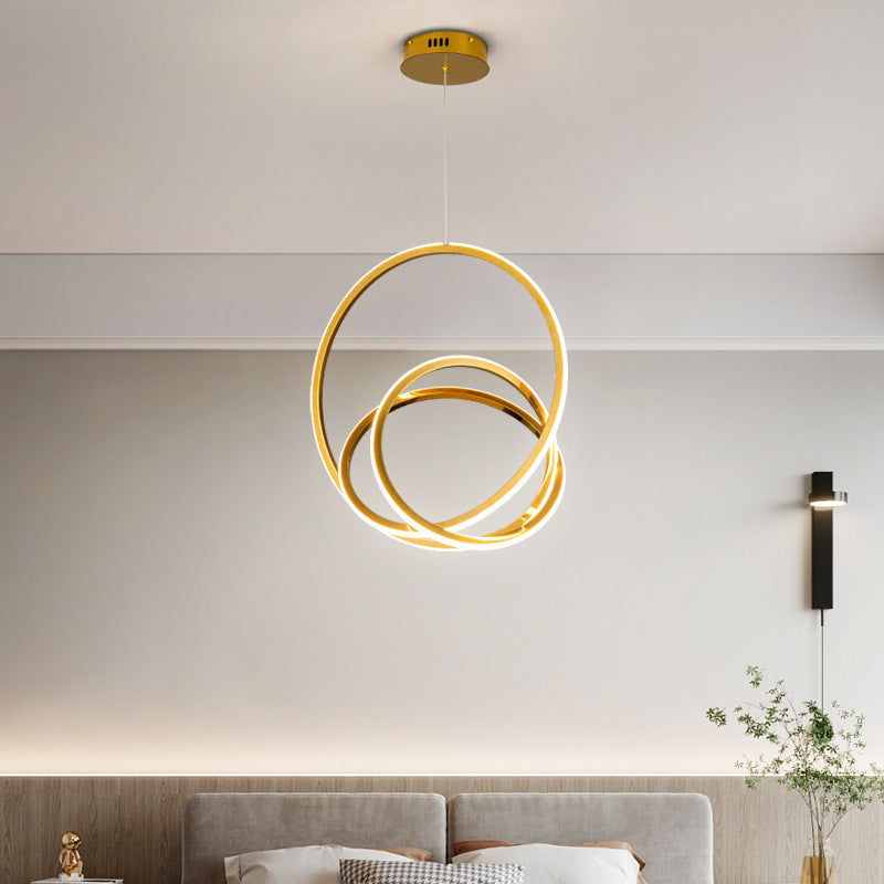 Modern Minimalist Stainless Steel Geometric Silicone Circle Ring LED Pendant Light For Living Room