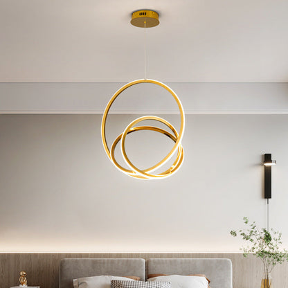 Modern Minimalist Stainless Steel Geometric Silicone Circle Ring LED Pendant Light For Living Room