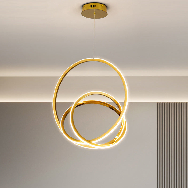 Modern Minimalist Stainless Steel Geometric Silicone Circle Ring LED Pendant Light For Living Room