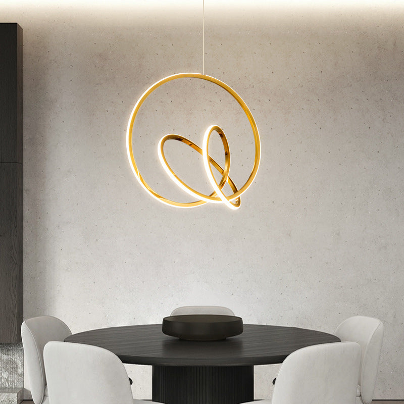 Modern Minimalist Stainless Steel Geometric Silicone Circle Ring LED Pendant Light For Living Room