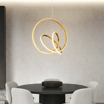 Modern Minimalist Stainless Steel Geometric Silicone Circle Ring LED Pendant Light For Living Room