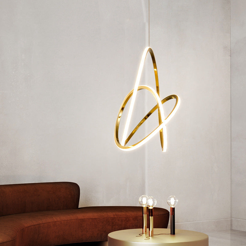 Modern Minimalist Stainless Steel Geometric Silicone Circle Ring LED Pendant Light For Living Room