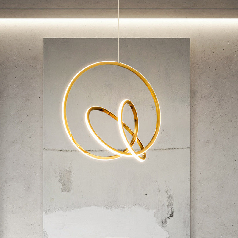Modern Minimalist Stainless Steel Geometric Silicone Circle Ring LED Pendant Light For Living Room