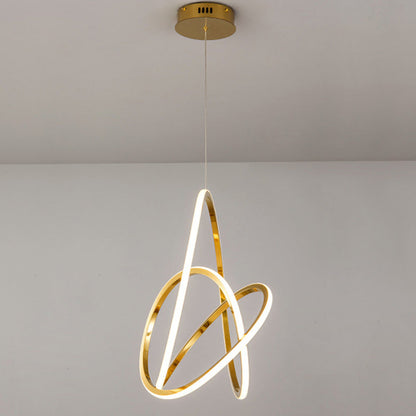 Modern Minimalist Stainless Steel Geometric Silicone Circle Ring LED Pendant Light For Living Room