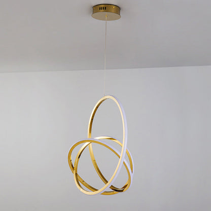 Modern Minimalist Stainless Steel Geometric Silicone Circle Ring LED Pendant Light For Living Room