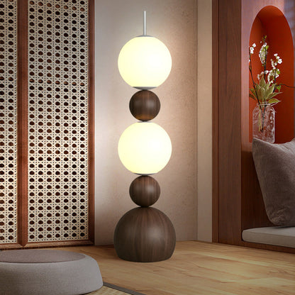 Contemporary Scandinavian Iron PE Spherical Shade LED Standing Floor Lamp For Living Room