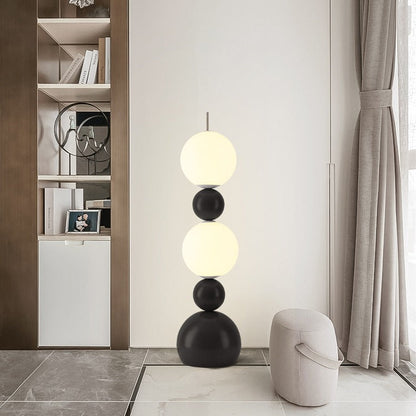 Contemporary Scandinavian Iron PE Spherical Shade LED Standing Floor Lamp For Living Room