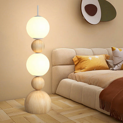 Contemporary Scandinavian Iron PE Spherical Shade LED Standing Floor Lamp For Living Room