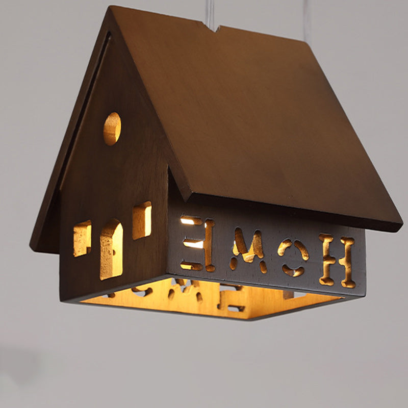 Contemporary Creative Solid Wood Cabin Iron Aluminum Cloud Shade LED Pendant Light For Living Room