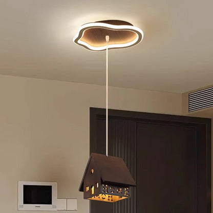 Contemporary Creative Solid Wood Cabin Iron Aluminum Cloud Shade LED Pendant Light For Living Room