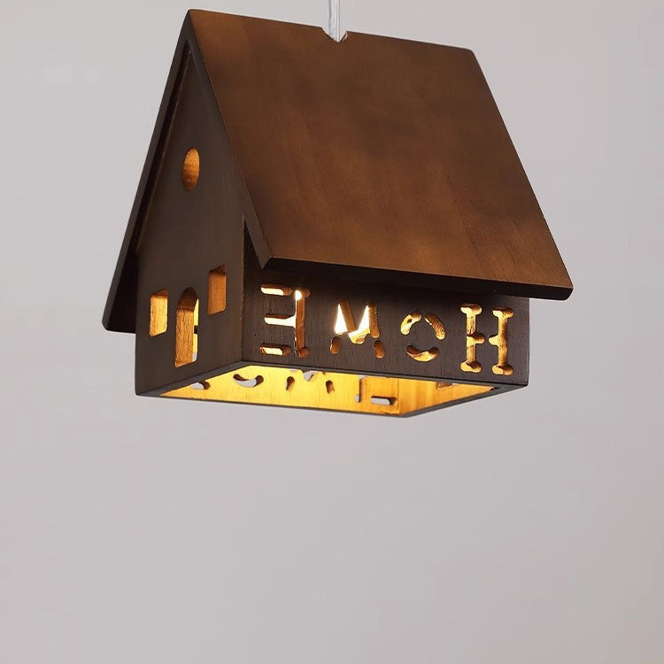 Contemporary Creative Solid Wood Cabin Iron Aluminum Cloud Shade LED Pendant Light For Living Room