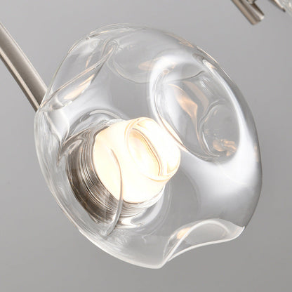 Contemporary Luxury Curved Iron Frame Clear Glass Round Shade LED Chandelier For Living Room