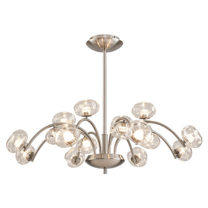Contemporary Luxury Curved Iron Frame Clear Glass Round Shade LED Chandelier For Living Room