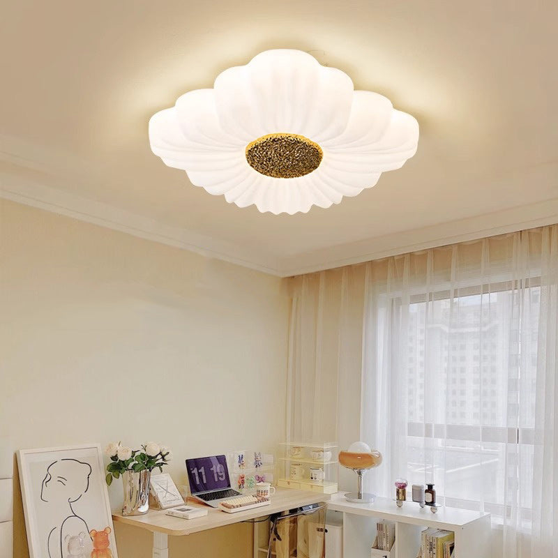 Contemporary Nordic Hardware Square PE Shade LED Flush Mount Ceiling Light For Living Room