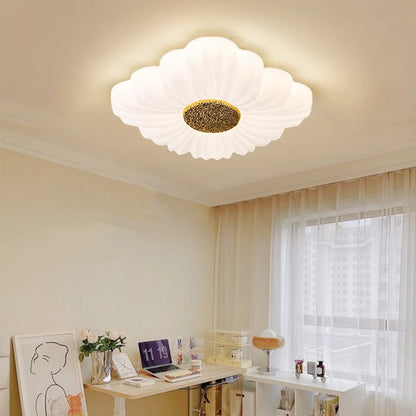 Contemporary Nordic Hardware Square PE Shade LED Flush Mount Ceiling Light For Living Room