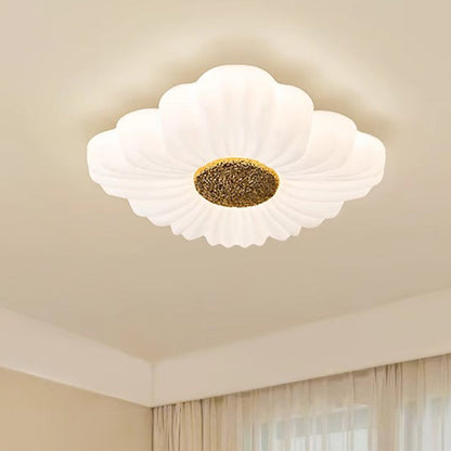 Contemporary Nordic Hardware Square PE Shade LED Flush Mount Ceiling Light For Living Room