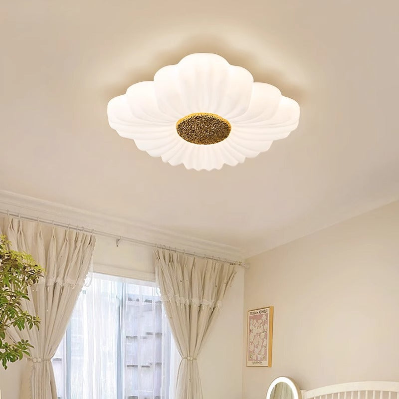 Contemporary Nordic Hardware Square PE Shade LED Flush Mount Ceiling Light For Living Room