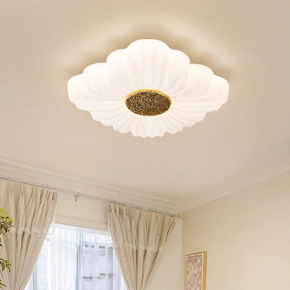 Contemporary Nordic Hardware Square PE Shade LED Flush Mount Ceiling Light For Living Room
