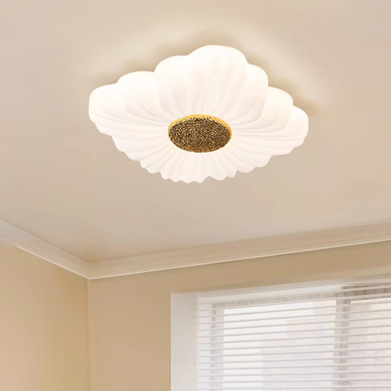 Contemporary Nordic Hardware Square PE Shade LED Flush Mount Ceiling Light For Living Room