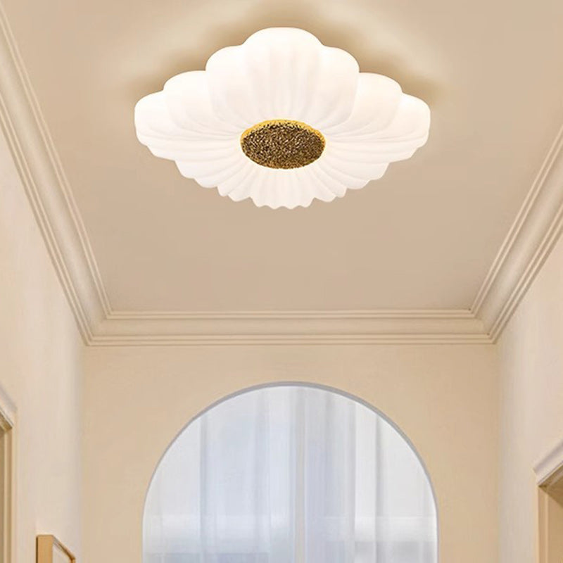 Contemporary Nordic Hardware Square PE Shade LED Flush Mount Ceiling Light For Living Room