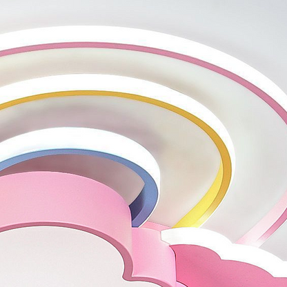 Contemporary Creative Rainbow Hardware Acrylic Cloud Shade LED Flush Mount Ceiling Light For Living Room