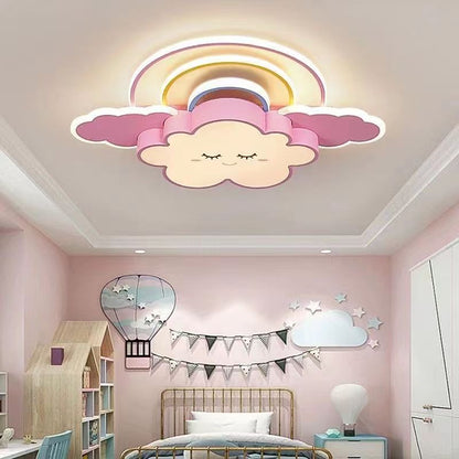 Contemporary Creative Rainbow Hardware Acrylic Cloud Shade LED Flush Mount Ceiling Light For Living Room
