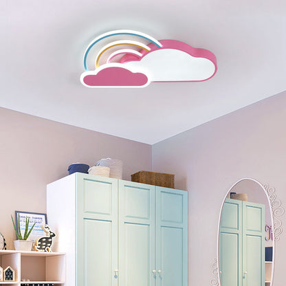 Contemporary Creative Cloud Rainbow Iron Acrylic LED Flush Mount Ceiling Light For Living Room