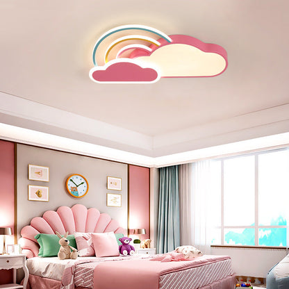 Contemporary Creative Cloud Rainbow Iron Acrylic LED Flush Mount Ceiling Light For Living Room