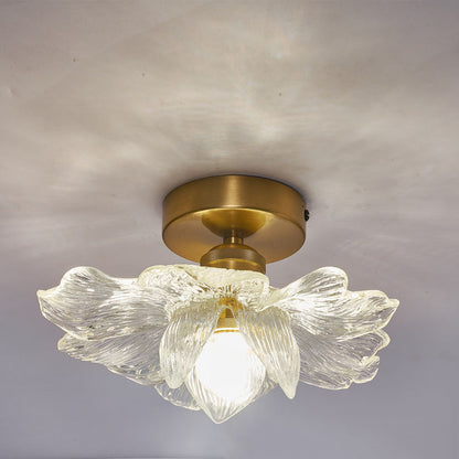 Contemporary Luxury Hardware Petal Resin Shade 1-Light Semi-Flush Mount Ceiling Light For Living Room