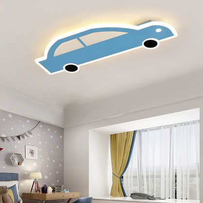 Contemporary Creative Cartoon Car Iron Acrylic LED Flush Mount Ceiling Light For Living Room