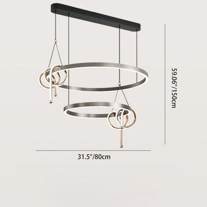 Modern Minimalist Iron Aluminum Circle Ring Silicone LED Pendant Light Island Light For Living Room