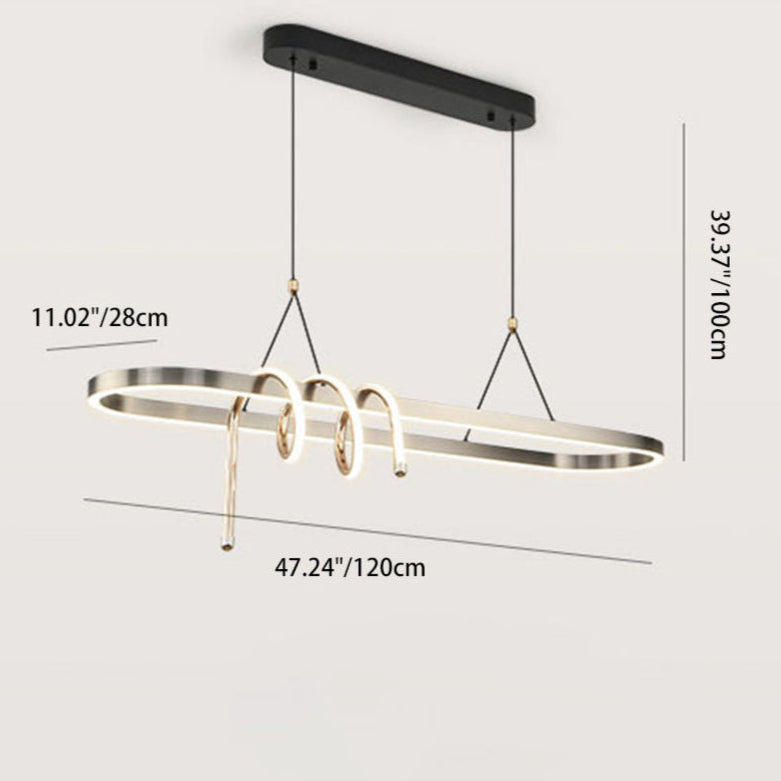 Modern Minimalist Iron Aluminum Circle Ring Silicone LED Pendant Light Island Light For Living Room