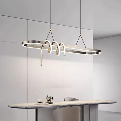 Modern Minimalist Iron Aluminum Circle Ring Silicone LED Pendant Light Island Light For Living Room