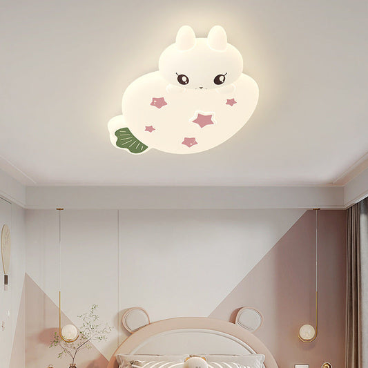 Contemporary Creative Cartoon Strawberry Rabbit LED Flush Mount Ceiling Light For Living Room