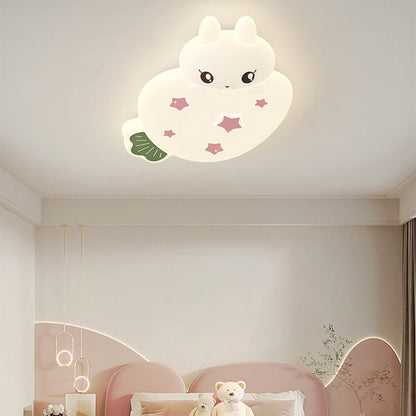 Contemporary Creative Cartoon Strawberry Rabbit LED Flush Mount Ceiling Light For Living Room
