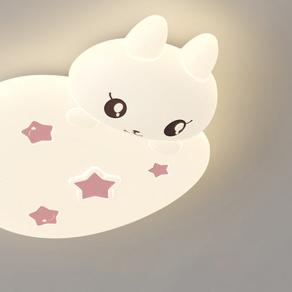 Contemporary Creative Cartoon Strawberry Rabbit LED Flush Mount Ceiling Light For Living Room