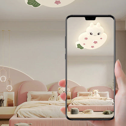 Contemporary Creative Cartoon Strawberry Rabbit LED Flush Mount Ceiling Light For Living Room