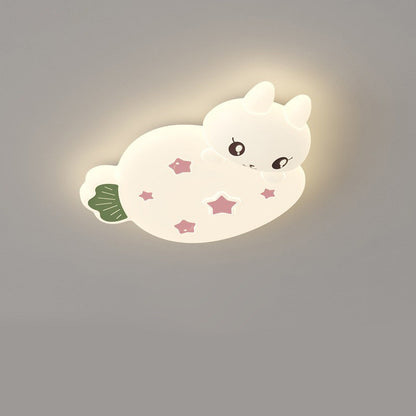 Contemporary Creative Cartoon Strawberry Rabbit LED Flush Mount Ceiling Light For Living Room